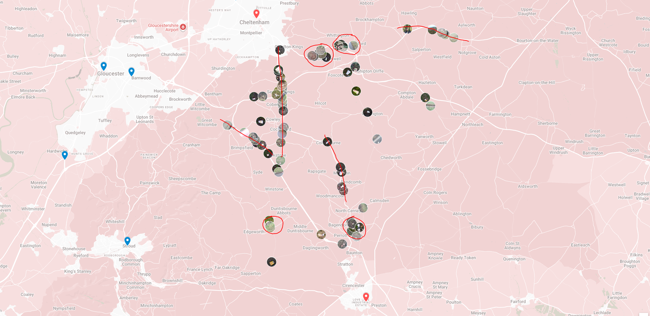 a basic hand drawn map of litter